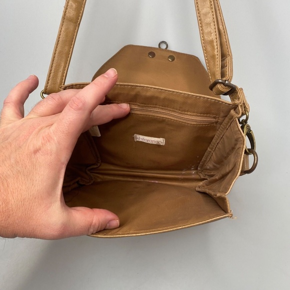 Xhilaration Faux Leather Small Tan Crossbody Purse 7.5"x7"x2" - Picture 8 of 16